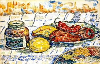 (image for) Handmade oil painting Copy paintings of famous artists Paul Signac's painting,Still LIfe with Peppers
